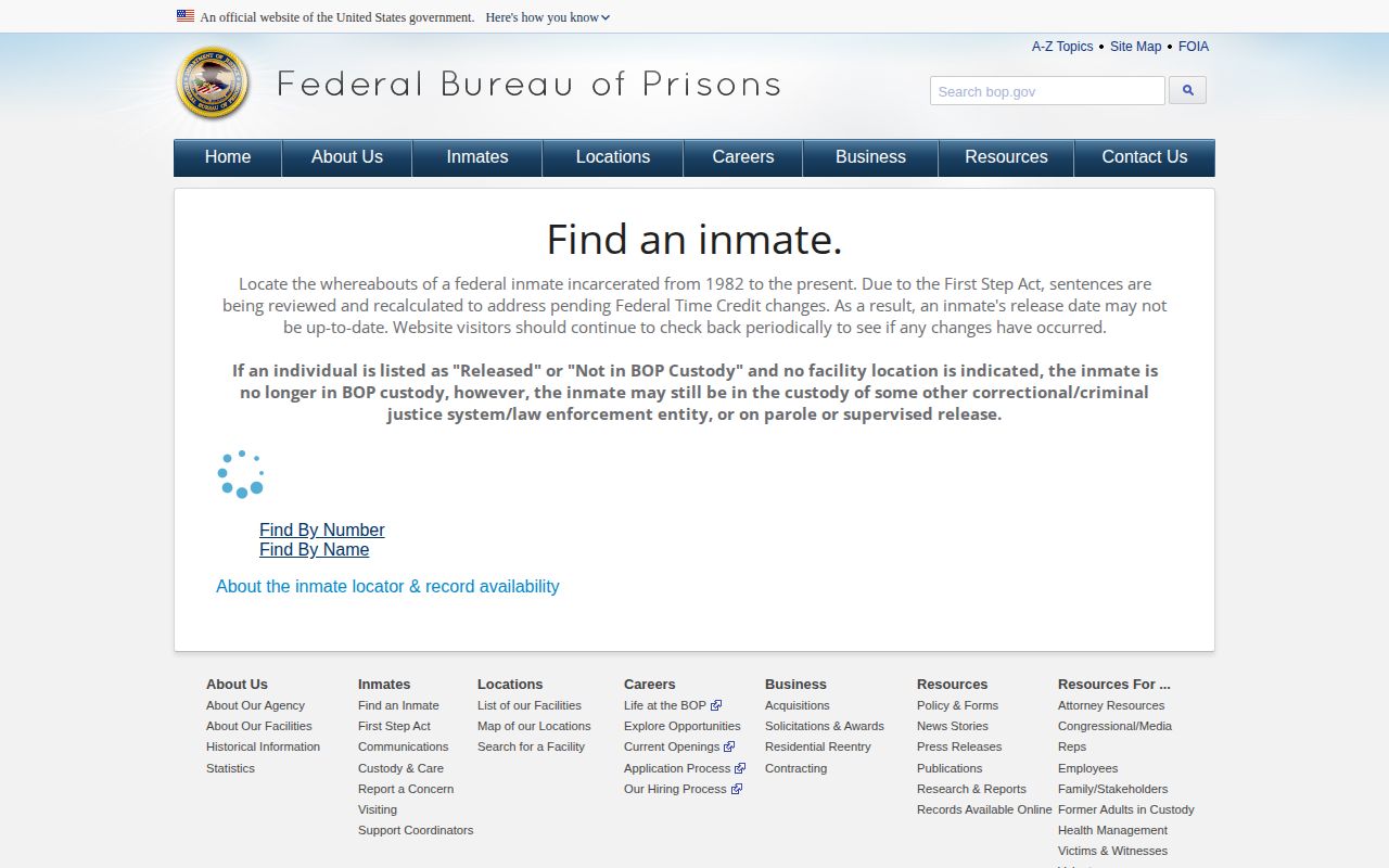 Hardin County federal release lookup through the BOP inmate locator